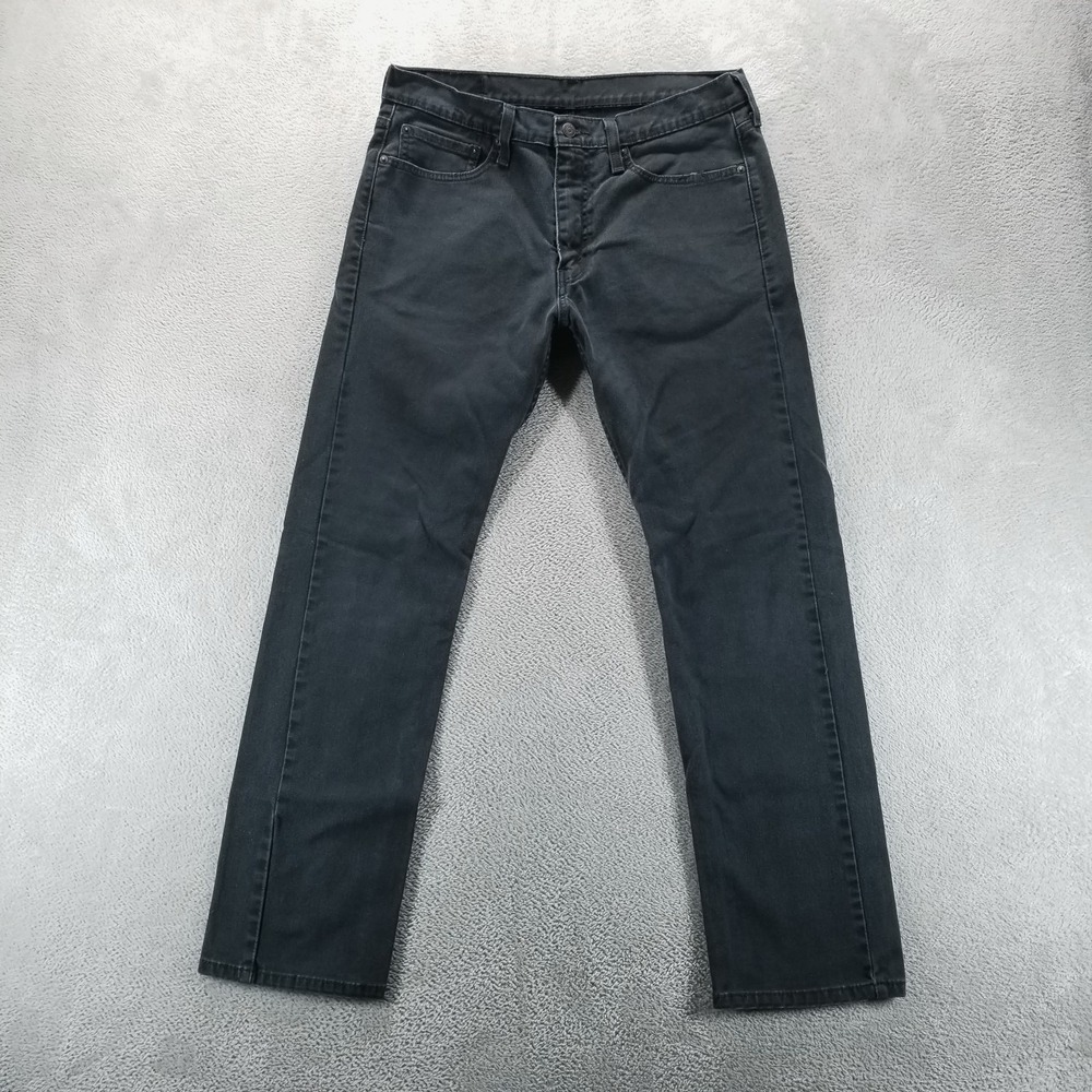 Levis 513 Jeans Mens 34x32 Black Slim Straight Mid Rise Stretch Dark Wash Denim